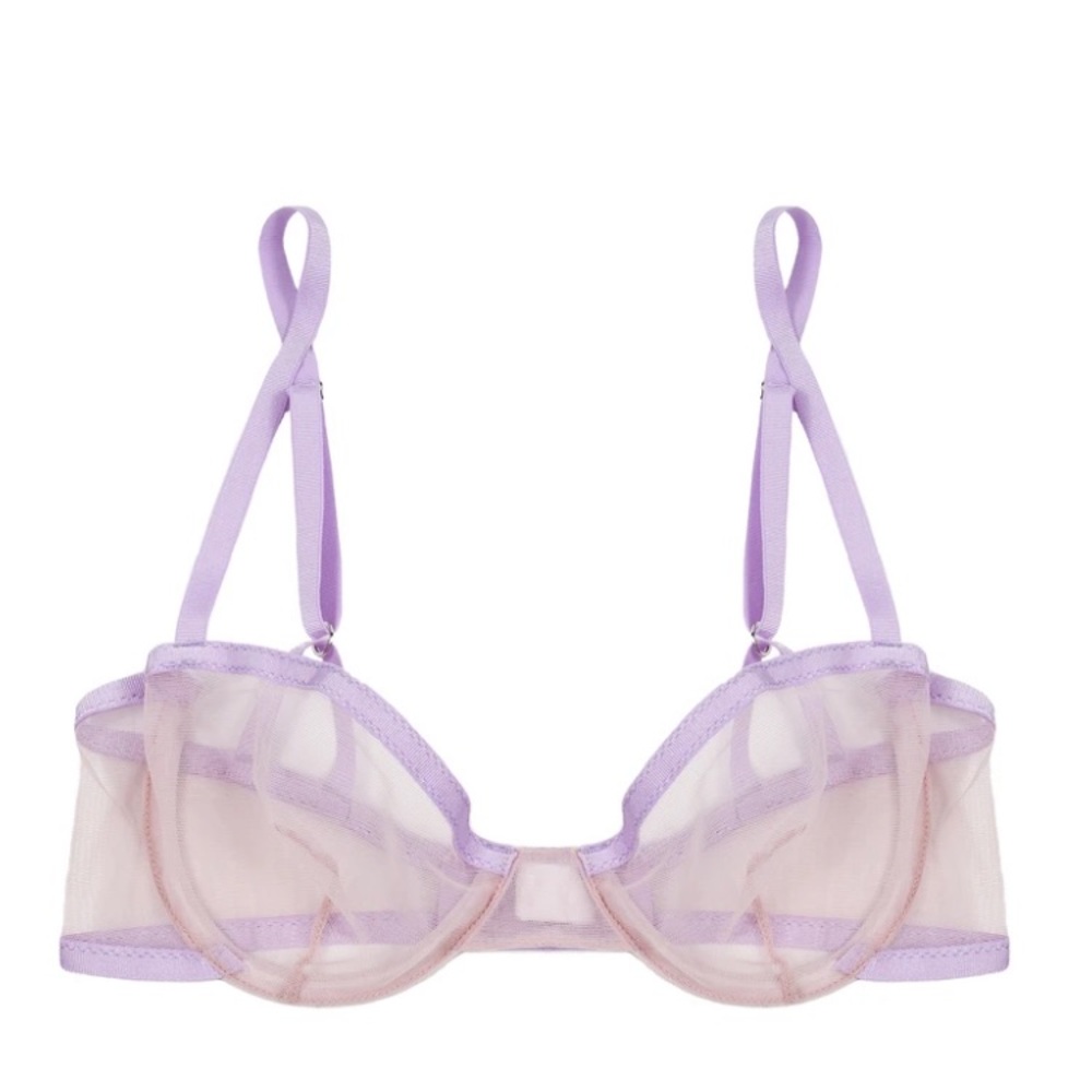 Taryn Winters Plum Blush Kelani Sheer Demi Bra 34B - Picture 1 of 7
